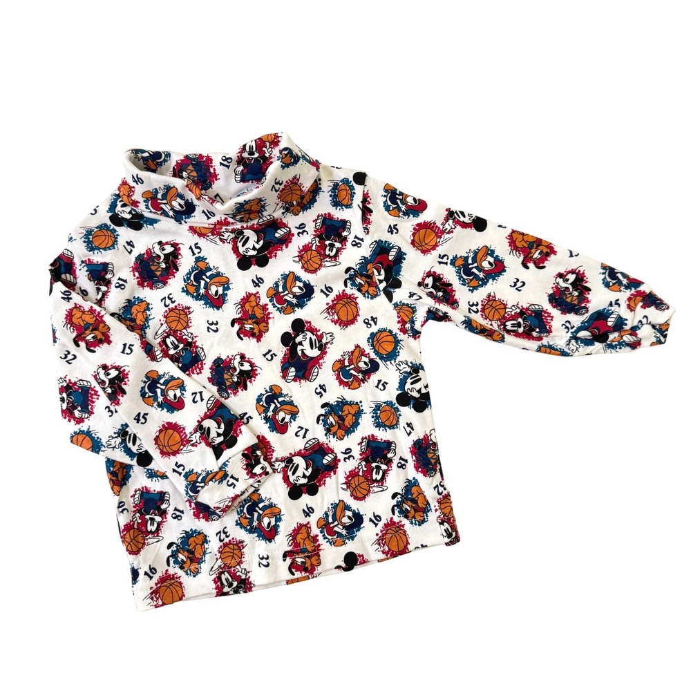 NWT Vintage 90s  Baby Mickey & Co Turtleneck 3T White Basketball Pluto Goofy